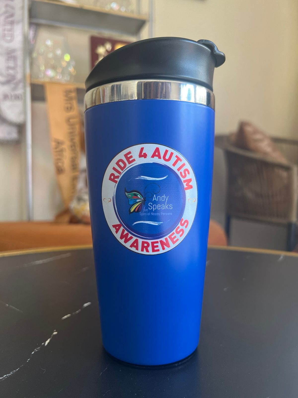 Ride for Autism: Blue Thermal Flask for Hydration on the Go